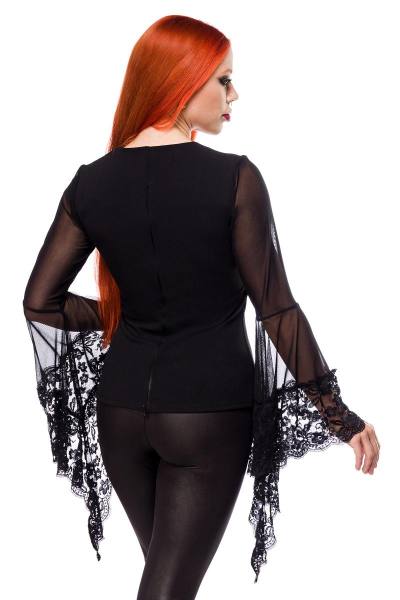 Gothic Top mit Trompetenärmeln