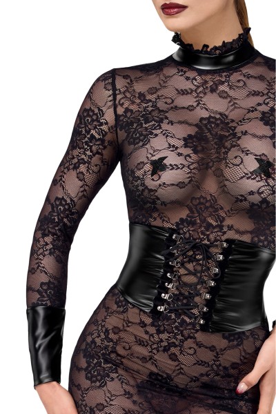 Spitzen Kleid mit breite Gürtel