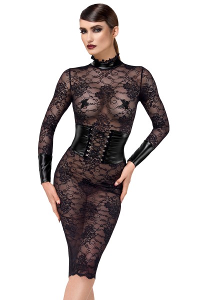 Spitzen Kleid mit breite Gürtel
