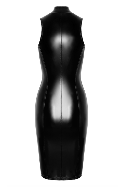 halblanges Wetlook Kleid schwarz