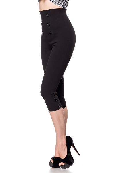 High Waist Retro Caprihose schwarz