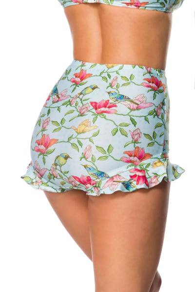 Highwaist Bikinihöschen mit Rüschen blau/pink