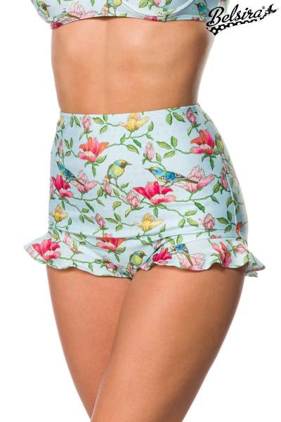 Highwaist Bikinihöschen mit Rüschen blau/pink