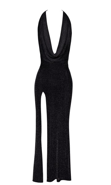 Kleid aus Tüll mit Silberfäden schwarz