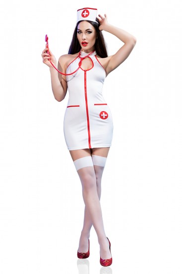 Krankenschwester Kostüm in Weiß/Rot