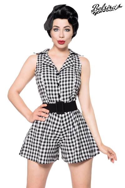 Retro Jumpsuit schwarz mit Reverskragen