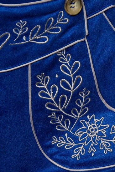 blau Kurze Damen Trachtenshorts mit Stickereien