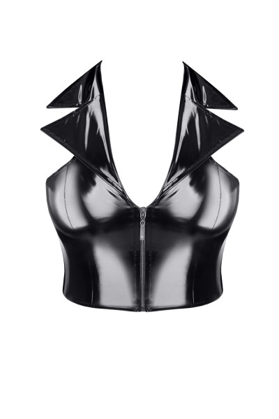 Lack Damen-Top mit Reißverschluss