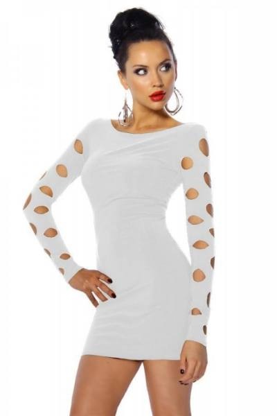 Langärmliges Minikleid /Club-Kleid weiß