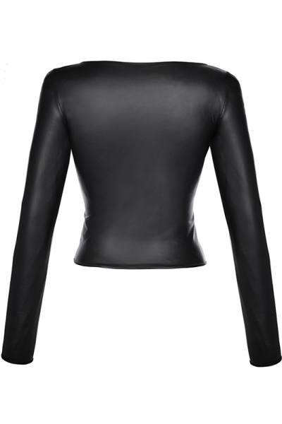 langarmige schwarzes Wetlook Blouse