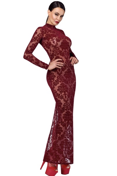 Langes Flockkleid mit offene Rücken