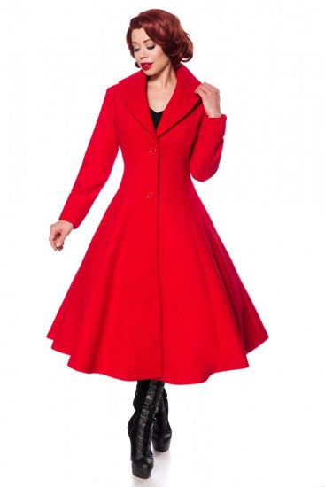 Langes Vintage Mantel mit Schalkragen Rot