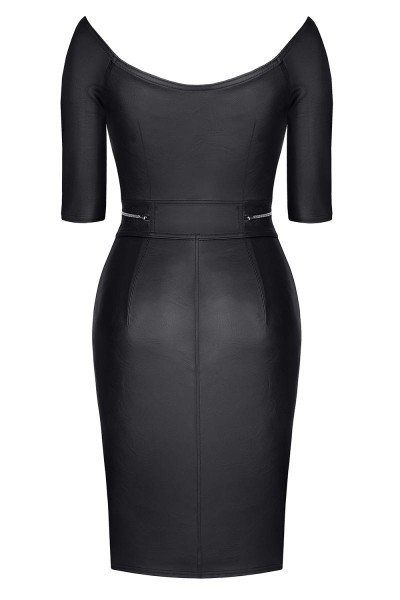 Lederimitat Bleistift-Kleid schwarz