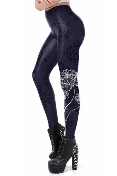 Leggings schwarz mit Blumendruck