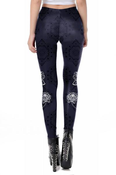 Leggings schwarz mit Blumendruck