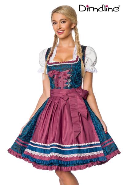 Luxus Designer Brokat Dirndl in blau