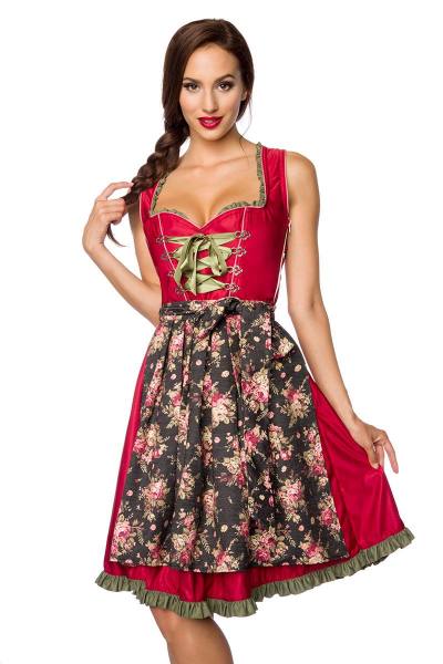 Dirndl mit Denim Schürze in rot/grün