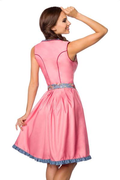 Luxus-Dirndl mit Denim Schürze rosa/blau