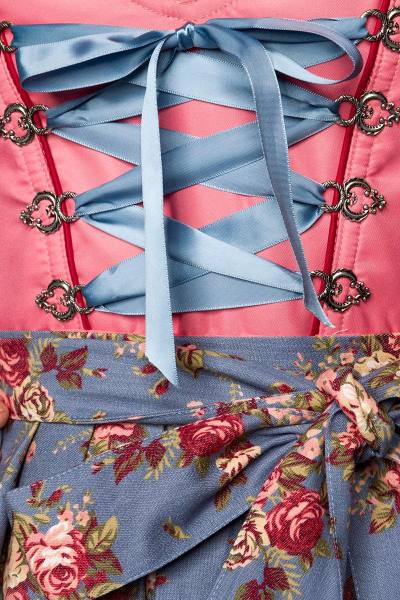 Luxus-Dirndl mit Denim Schürze rosa/blau