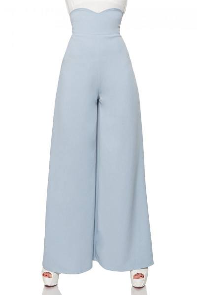 Marlenehose mit hohem Bund blau