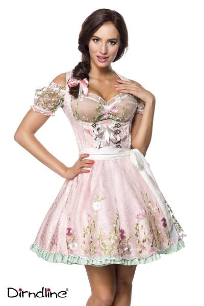 Mini Unterbrustdirndl mit Netz Schürze rosa