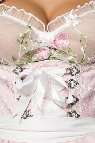pink/grüne Unterbrustdirndl mit Netz Schürze