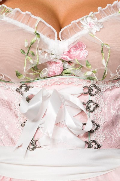 Mini Unterbrustdirndl mit Netz Schürze rosa