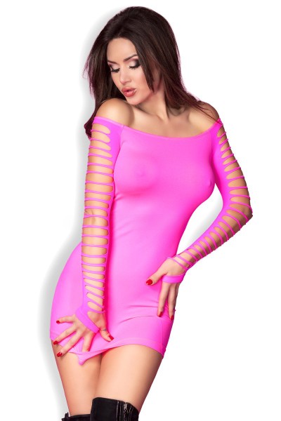Minikleid pink mit Netz Ärmel
