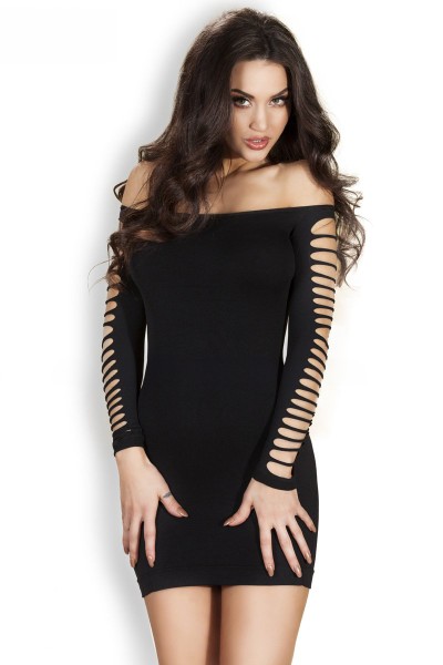 Minikleid schwarz mit Netz Ärmel