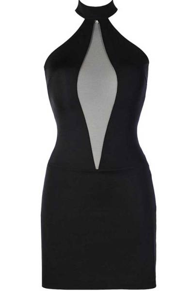 Neckholder Kleid schwarz mit Schmuckstück