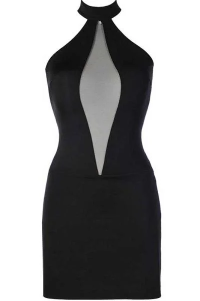 Neckholder Kleid schwarz mit Schmuckstück