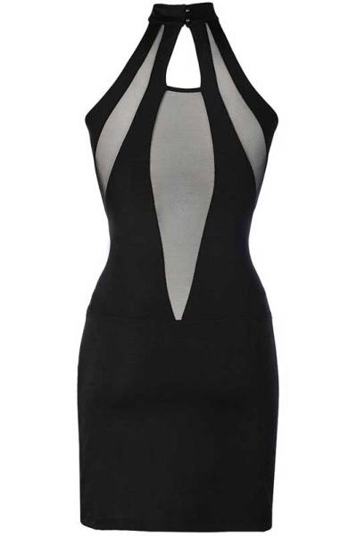 Neckholder Kleid schwarz mit Schmuckstück