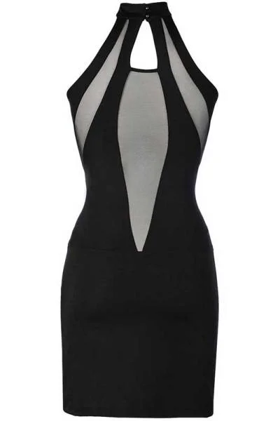 Neckholder Kleid schwarz mit Schmuckstück