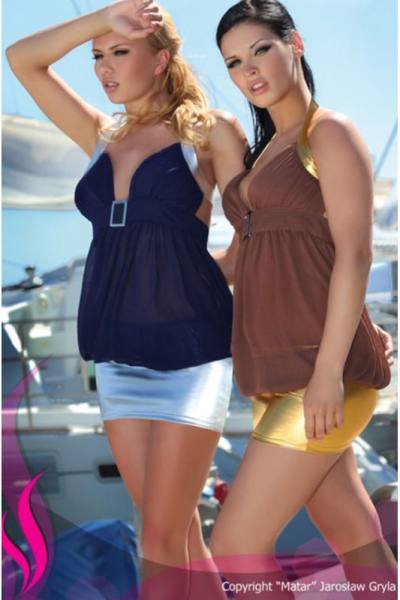 Neckholder Tunika mit Wetlook Minirock
