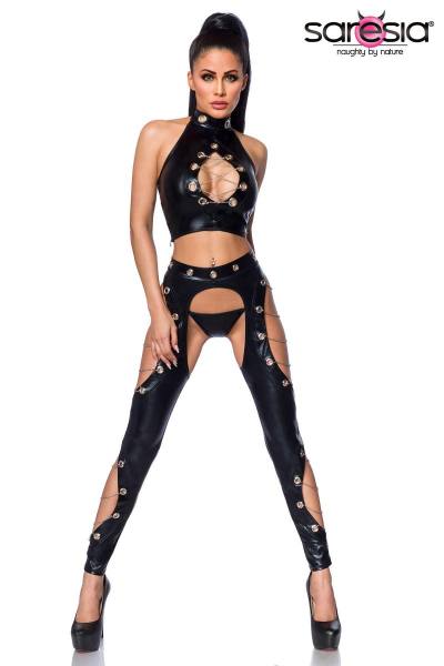 Neckholder Wetlook Set mit Chaps Leggings