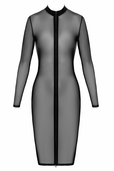 Netzkleid mit langen Ärmeln schwarz