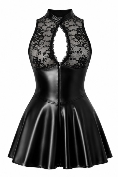 Noir Handmade F404 One More Kiss Minikleid | Wetlook & Spitze Schwarz