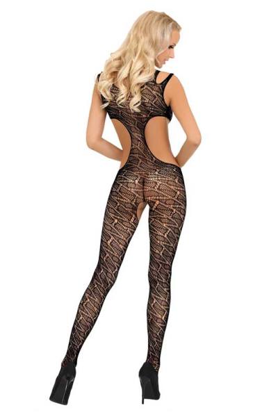 Ouvert Bodystocking schwarz mit Öffnungen