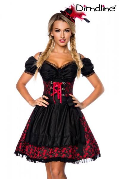 Premium Bluse & Dirndl aus Jacquard-Stoff rot