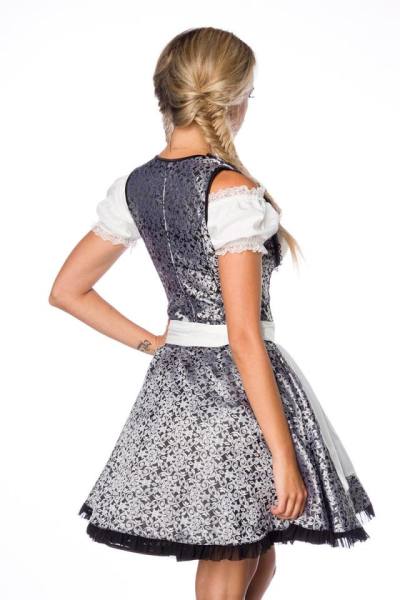 Bluse & Dirndl aus Jacquard Silber