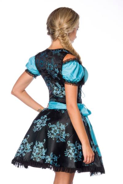 Bluse & Dirndl aus Jacquard blau