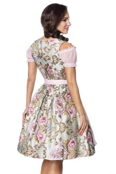 Premium Brokat-Dirndl mit Bluse rosa gemustert