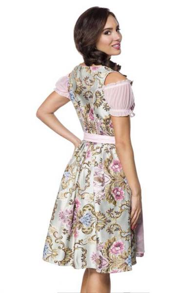 Premium Brokat-Dirndl mit Bluse rosa gemustert