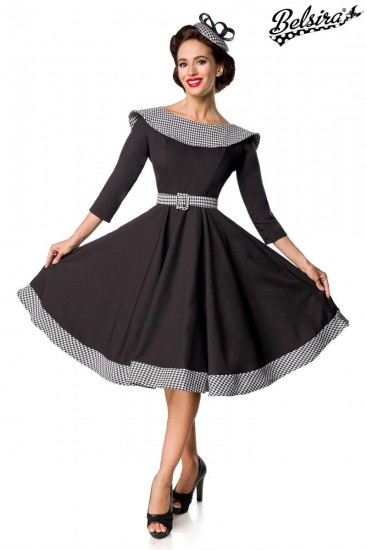 Premium Vintage Swing-Kleid mit dreiviertel Ärmeln