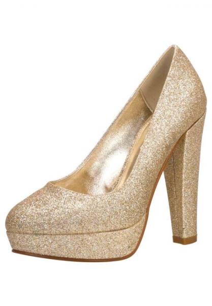 Pumps mit Glitzereffekt in Gold