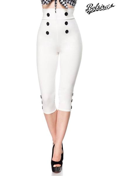 Retro High Waist Caprihose weiß