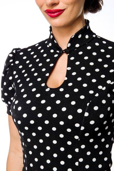 Retro Jersey Bluse mit Puffärmeln