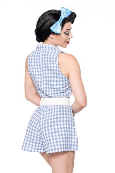 Retro-Jumpsuit blau mit Reverskragen