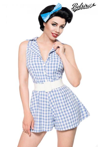 Retro-Jumpsuit blau mit Reverskragen