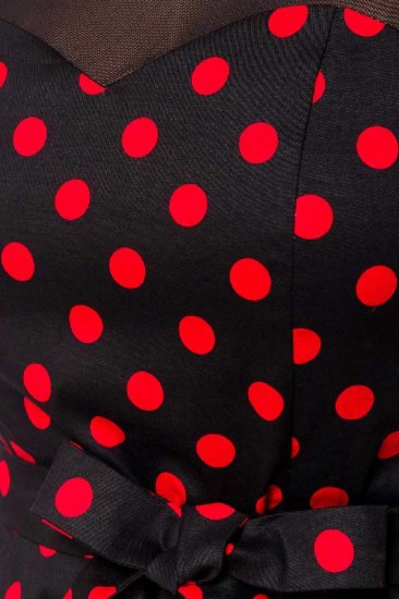 Retro-Kleid mit Dots in schwarz/rot